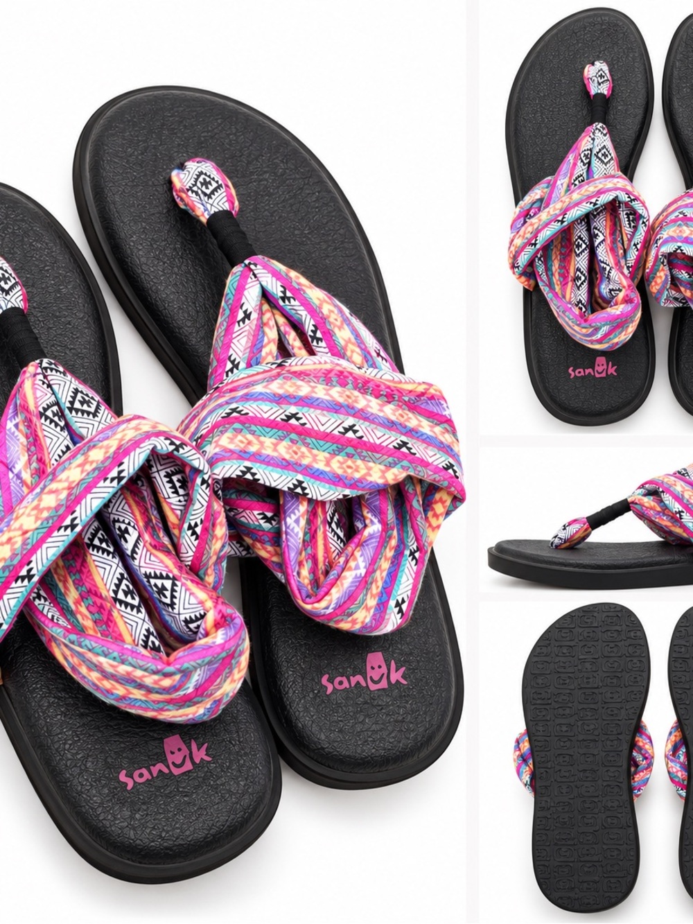 Sanuk Yoga Sling 2 Women’s Size 10 Multicolor Tribal Boho Yoga Mat Sandals